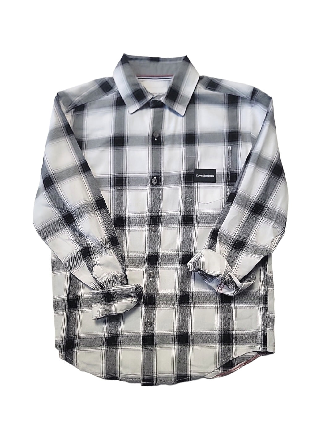 Calvin Klein Boys Windowpane Fade Shirt Size 10-12