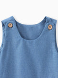 Baby Girl Giraffe Bowknot Solid Blue Denim Tank Dress