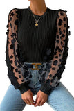 Floral mesh long sleeve blouse