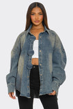 Oversized Denim Button-Up Shirt