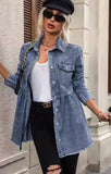 Long sleeve denim button front top