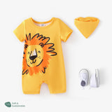 Baby Unisex 2pcs Naia Lion Romper & Bib Set