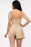 Asymmetrical Pleated Skort Belted Romper