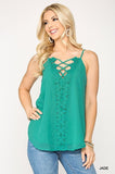Jade Plunging V-Neck Lattice Top