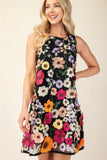 3d Floral Embroidered Sleeveless Mini Dress