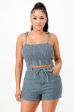 Denim Tank Top And Matching Short Set