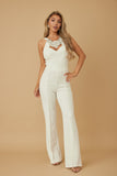 Round Sleeveless Multi Crystal Jumpsuit