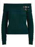 Lauren Ralph Lauren Women's Off-the-Shoulder Cable Sweater Size Large