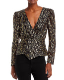 Aqua Women's Foiled V-Neck Blouse Size Small