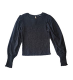 En Saison Women's Smocked Crewneck Blouse Size Medium
