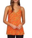 Michael Michael Kors Women's Chain Print Pleated Tank Top Size Small