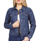 Michael Kors Leopard Print Denim Jacket Size Large
