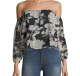 Lucca Couture Off the Shoulder Floral Print Crop Top Size Medium