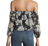 Lucca Couture Off the Shoulder Floral Print Crop Top Size Medium