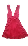Sincerely Jules Hot Pink Sleeveless V Neck Pleated  Fit and Flare Dress Size Small