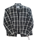 Calvin Klein Black and White Tweed Open Front Blazer Size 16W
