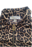 Michael Kors Leopard Animal Print Zipper Role Tab Sleeve Blouse Size Medium