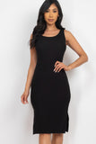 Ribbed Side-Slit Tank Midi Dress