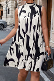 Plus Random Print Sleeveless Back Knot Dress
