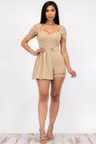 Asymmetrical Pleated Skort Belted Romper