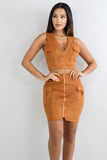 Faux Suede Skirt Set