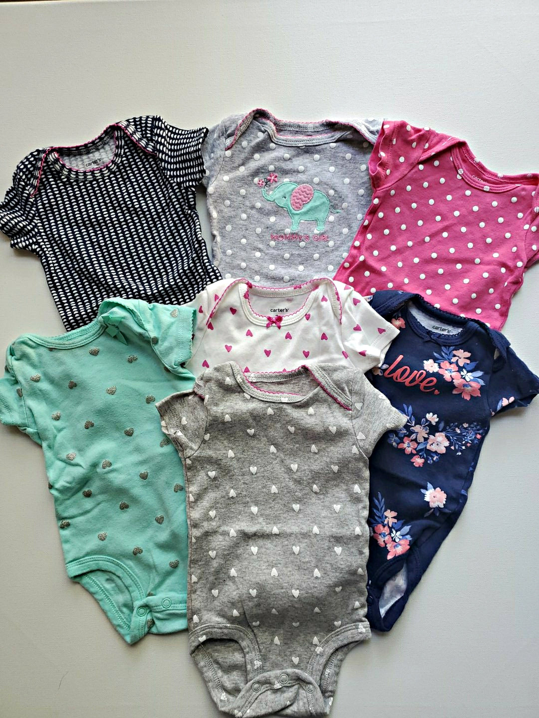 Pack of Seven Onesies for Infant Girls